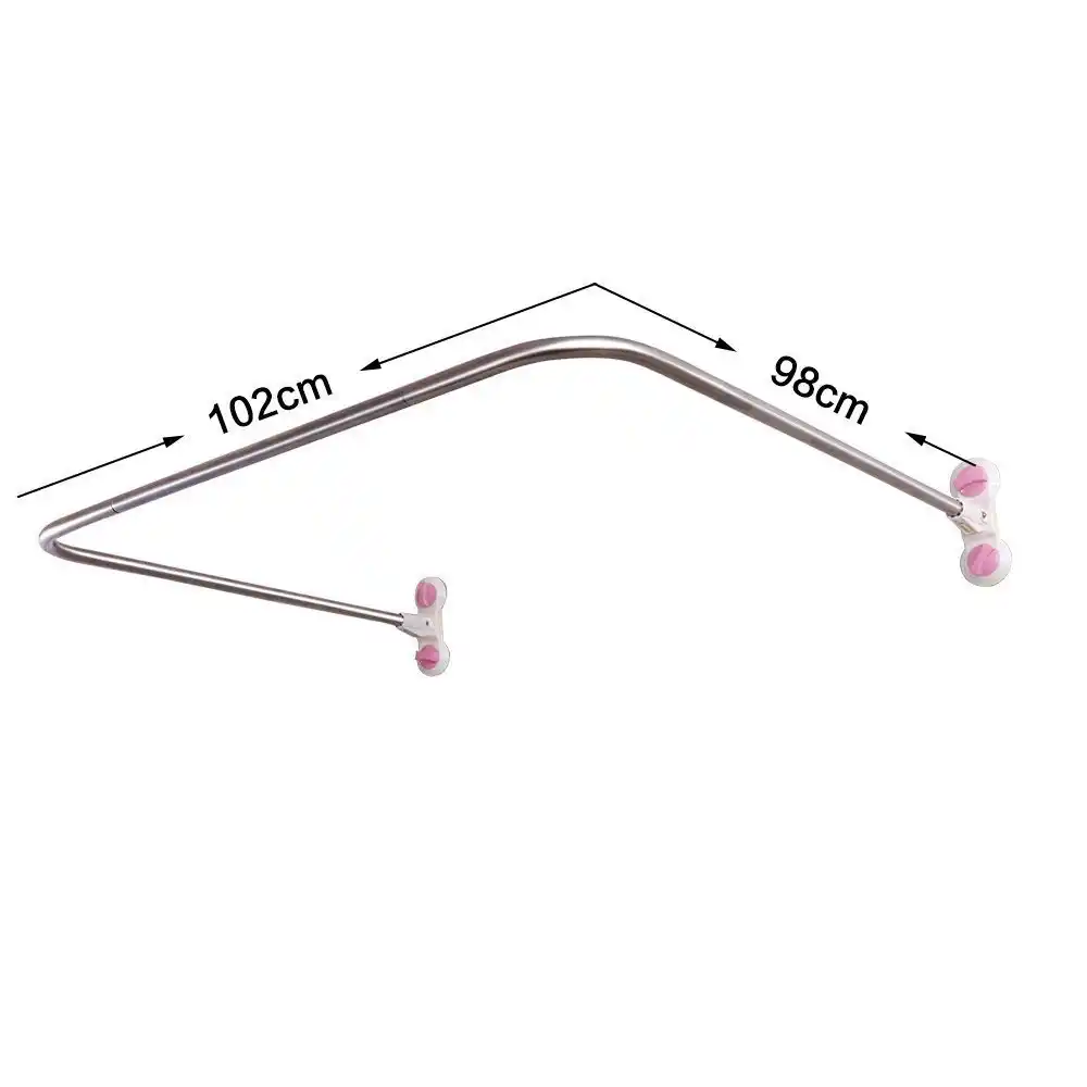 Curved Corner Shower Curtain Rod U Shaped Suction Cups Bathroom