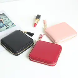 Для женщин девушка мини-кисточка короткие бумажник портмоне кредитные держатель для карт карман органайзер Классические однотонные
