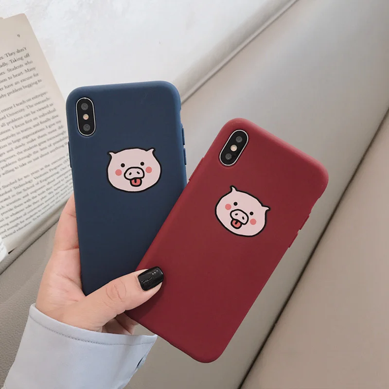 

Funny Pig Image Phone Case For iphone XS Max XR Case For iphone 8 7 6s 7 plus Back Cover Fashion Cartoon Lovers Cases Soft Capa