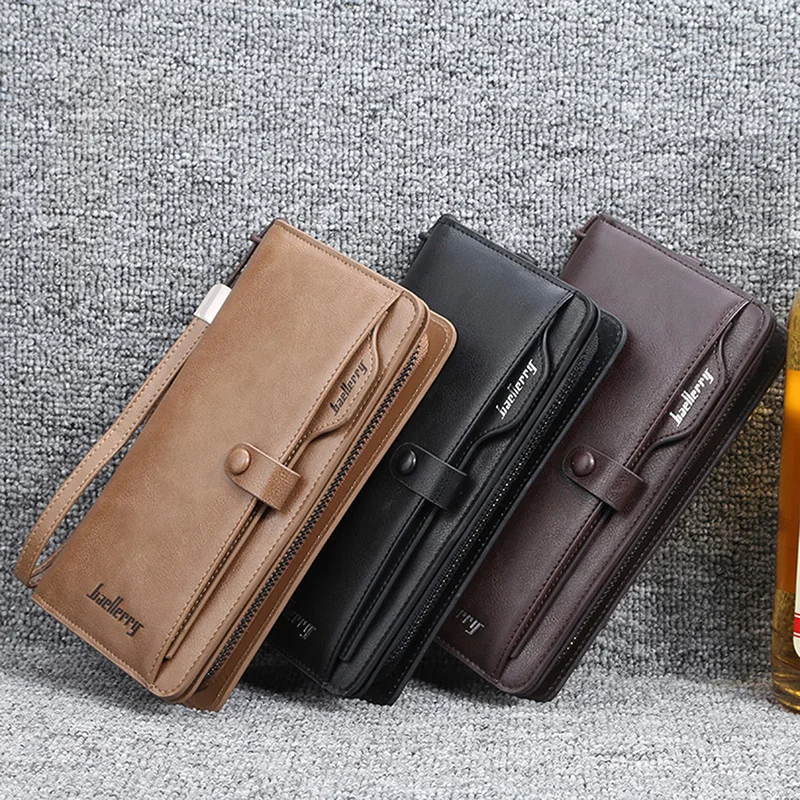 

Multifunctional Wallet Men Phone Purse Brand Long Business Leather with Zipper Wallet Money Card Holder Coin Bag Purse Clutch