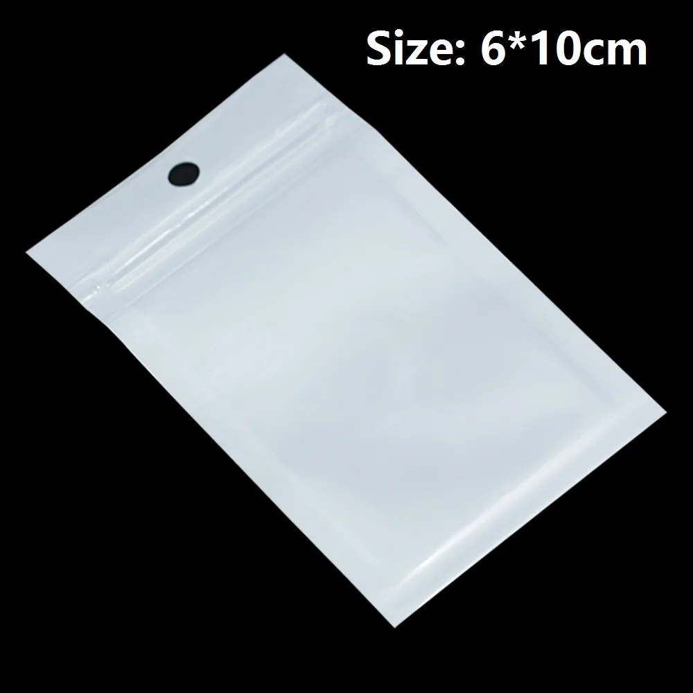 Small 6*10cm, 200pcs, Clear Pearl White Plastic Packaging bag, Pearl