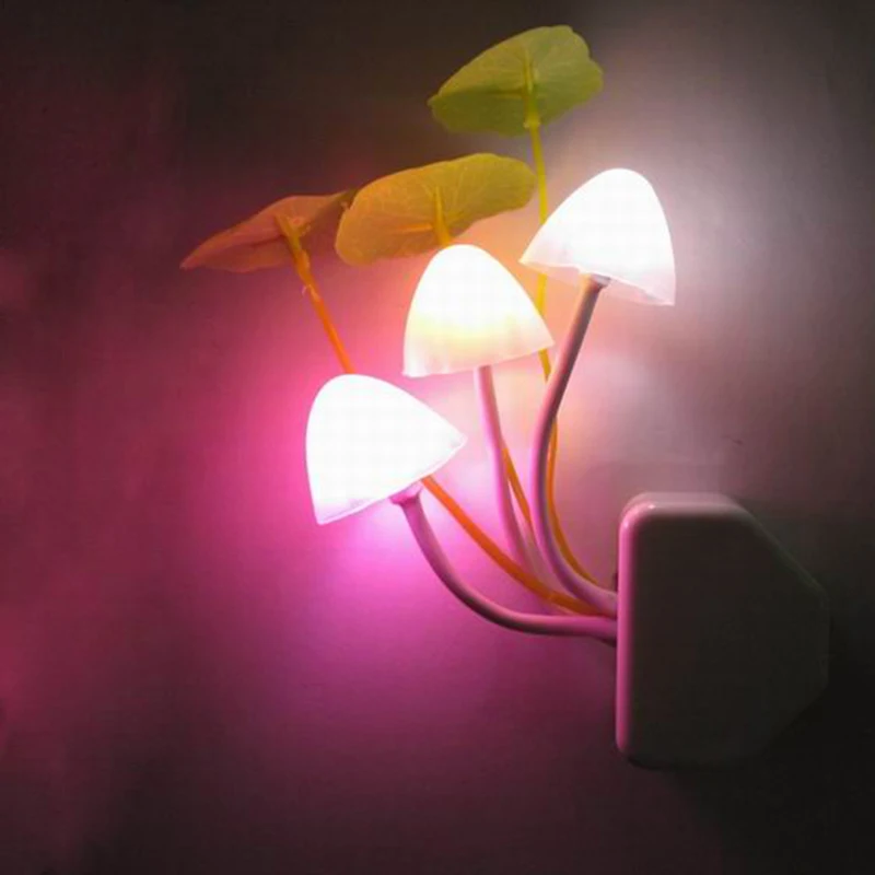 

Litwod Z90SY2 Novelty Mushroom Fungus Night Light EU&US Plug Light Sensor 3 LED Colorful Mushroom Lamp Led Light for baby