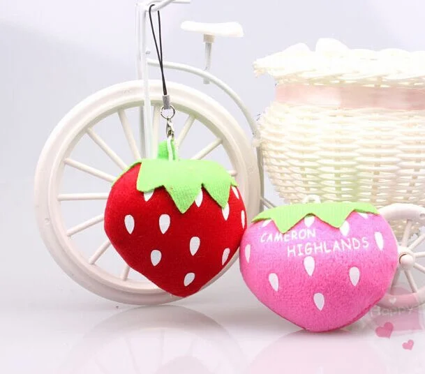 

Super Sweet 2Colors Strawberry - 4-5CM Small Gift Plush Stuffed TOY DOLL , Key Chain String DOLL Wedding Bouquet DOLL TOY