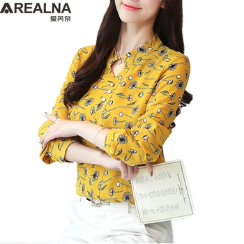 

Autumn 9 Color Long Sleeve Floral Chiffon Kimono Women Vogue Blouse Polka Dot Striped Print Female Loose Tops Femme Casual Shirt