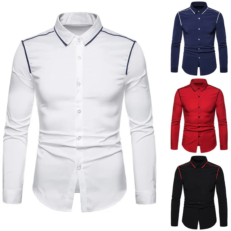 HEFLASHOR белые мужские рубашки с длинным рукавом Chemise модный бизнес Дизайн мужские s тонкие повседневные Camisa Рубашки