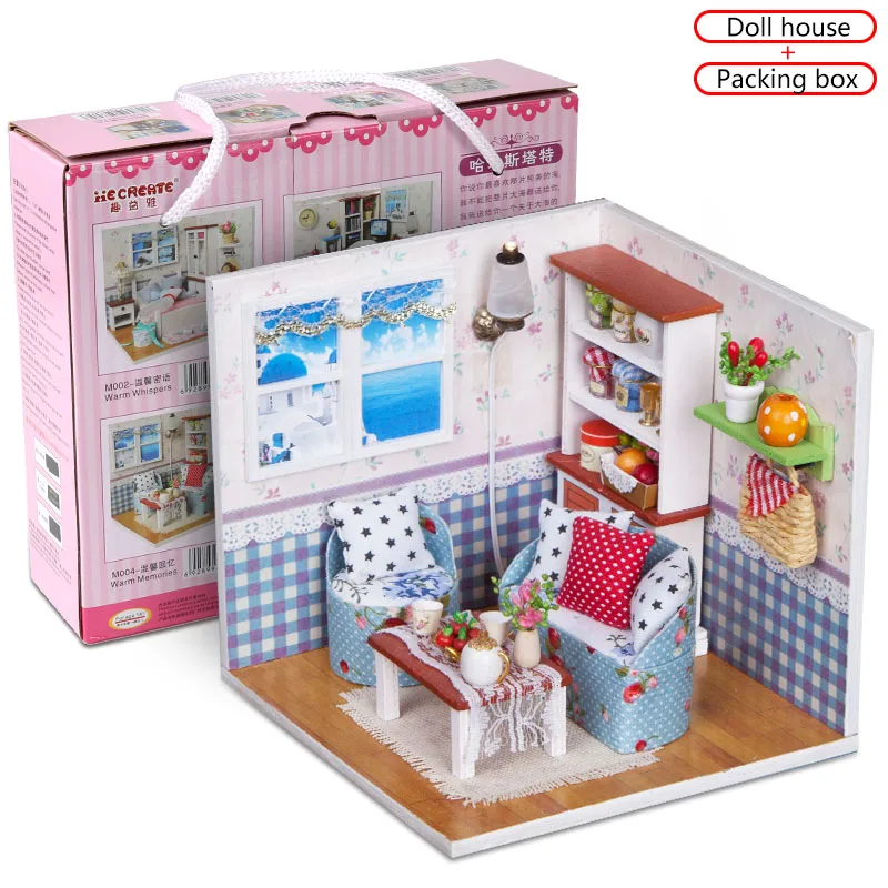 Теплые воспоминания Кукольный дом для детей ручной работы 3D миниатюрный кукольный домик набор мебели игрушки DIY Деревянный милый комнатный дом со светодиодной подсветкой - Цвет: with box
