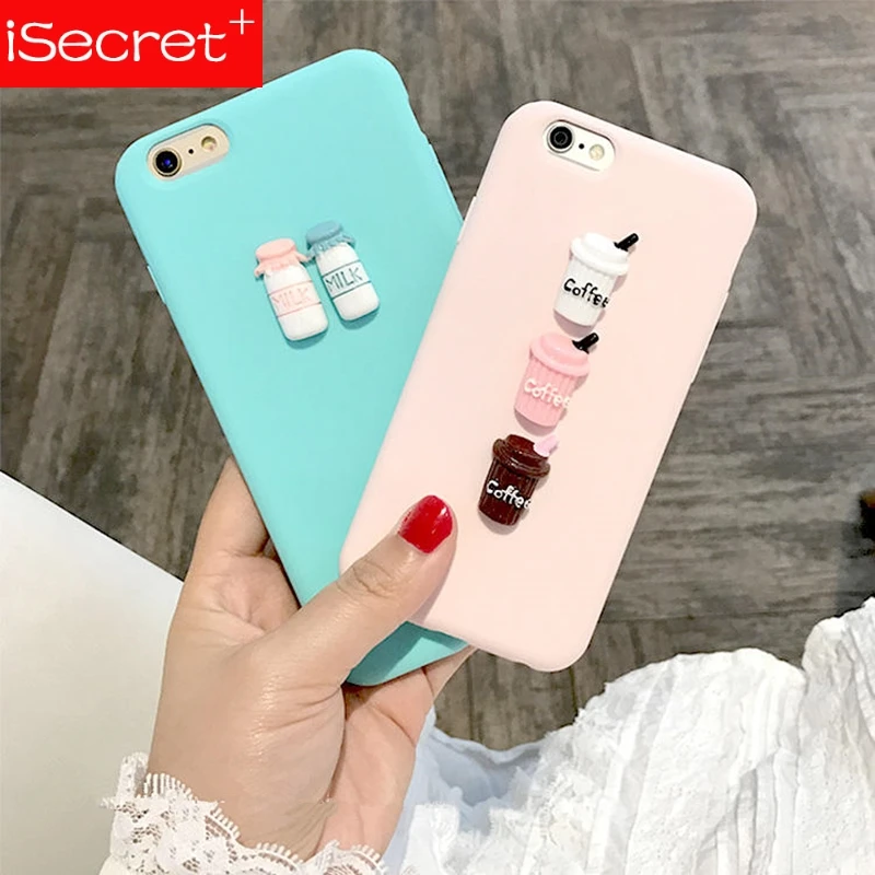 Чехол для iphone 5 S 6 7 8 plus X XR XS MAX милый мягкий чехол из ТПУ с объемным рисунком кофе