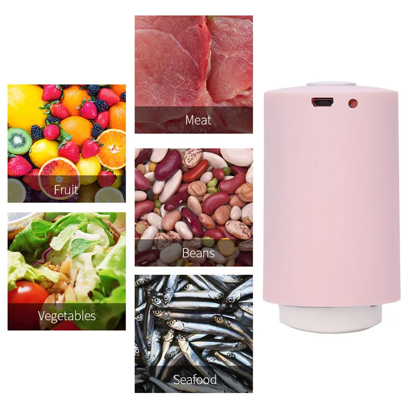 

Automatic Mini Vacuum Sealer Pump USB Kitchen Professional Vacuum Sealing Machine Food Saver Preservation System with 5 Bags 31