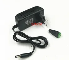 1 pces 24w ue eua plug driver adaptador ac110v 220v para dc 12v 2a 5.5*2.1mm led fonte de alimentação + 1 pces conector fêmea para tira conduzida