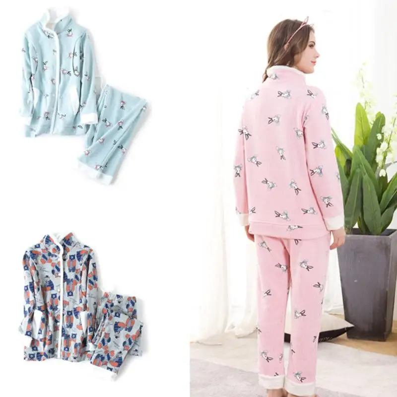 

Winter Pregnant Women Pyjamas Sets Breastfeeding Nursing Homewear Thickening Warm Long Sleeve Sleep Suit Sleepwear A3