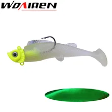 Leurre de pêche en caoutchouc souple avec tête plombée, appât artificiel lumineux avec queue en T, Wobbler, matériel de pêche, 90mm, 16.5g, 1 pièce