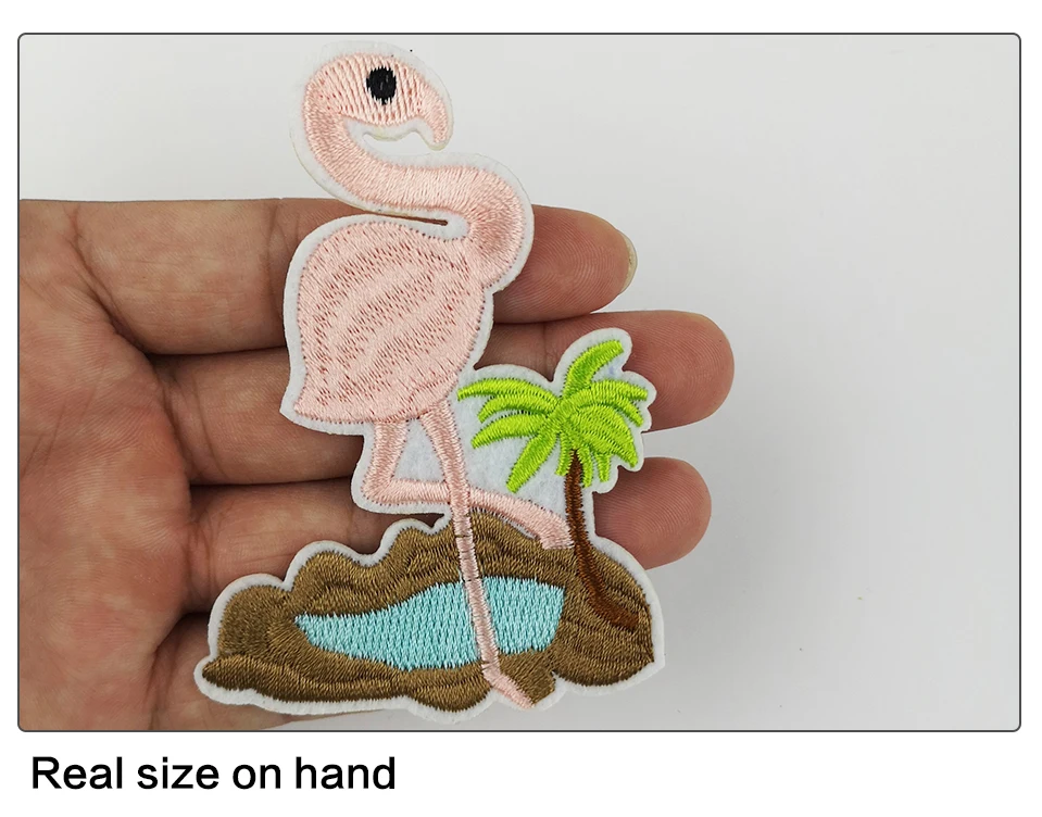 Flower Embroidered Patches For Clothes Applique Stripe Flamingo Patch Embroidery Iron On Patches For Clothes Dress T-shirt(4)
