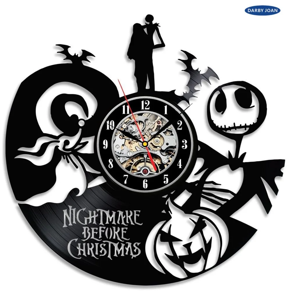 Nightmare Before Christmas Vinyl Record Vintage Clock,Creative Black