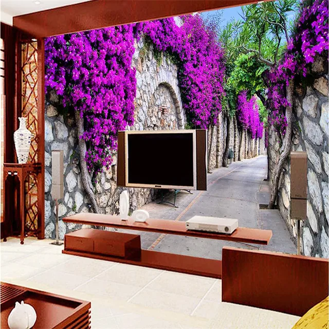 Large Painting Home Decor European Street Wisteria Hotel Background Large Painting Home Decor European Street Wisteria Hotel Background Modern Mural For Living Room Murales De
