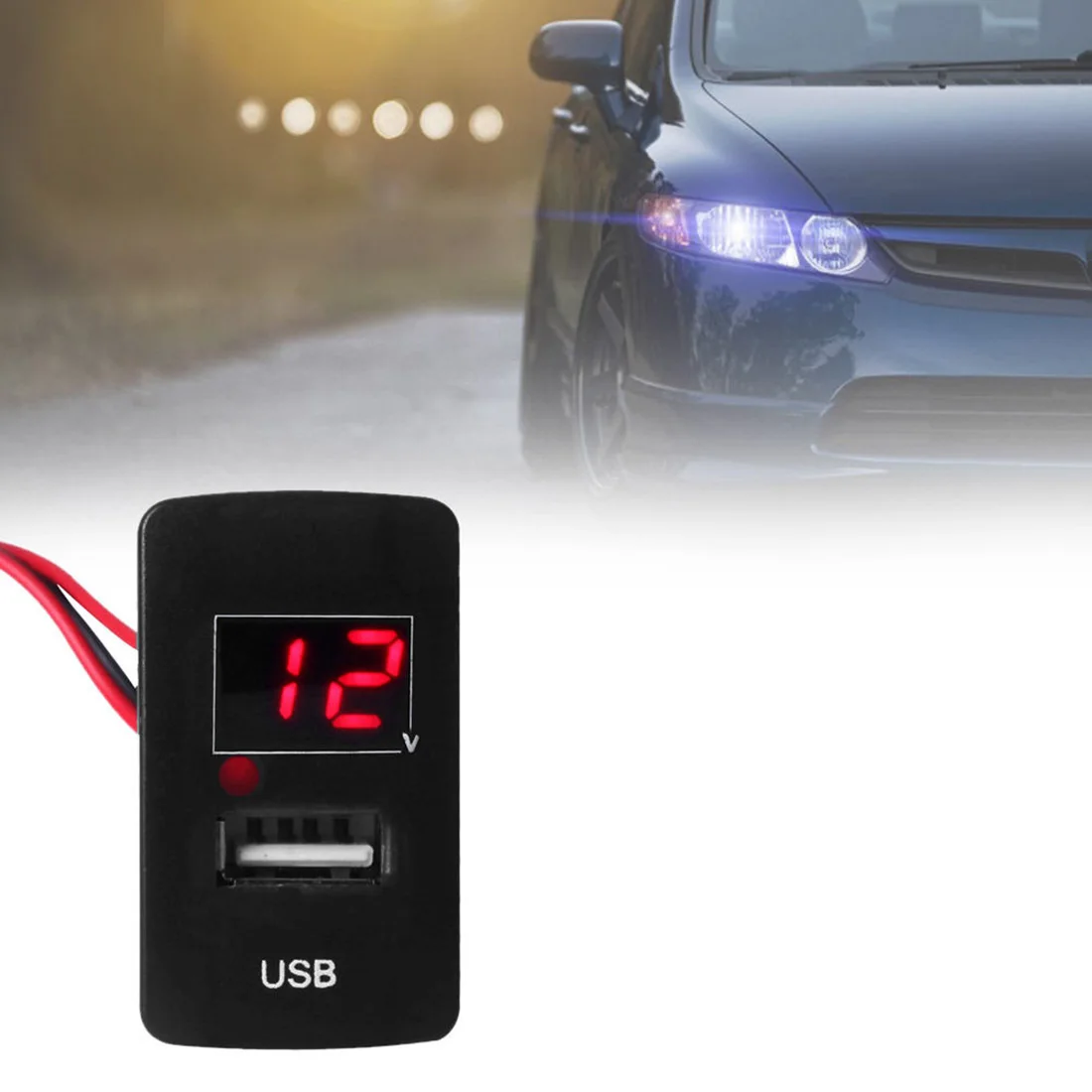 

Dewtreetali new Car 2.1A USB Socket Power Adapter Charger Smartphone Voltmeter For Honda