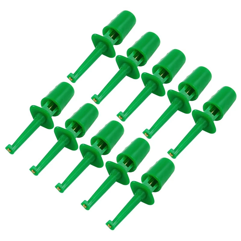 

10 x Spring Loaded SMD IC Test Hook Clip Green for Multimeter Lead Cable