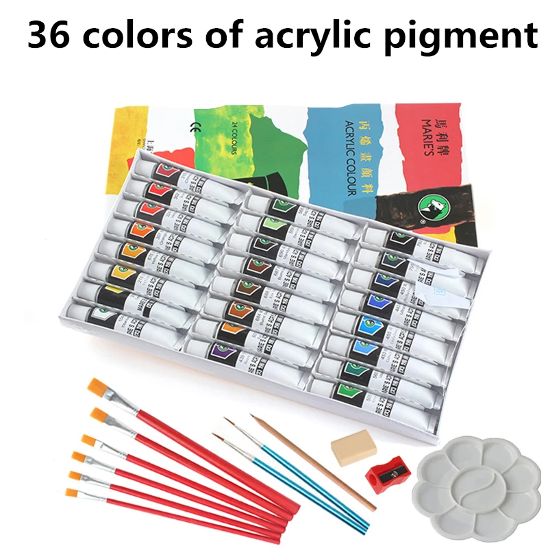 36 renkler akrilik pigment su gecirmez el boyali duvar tablosu yagli boya giyim boyama oje tas boyama painting pigment pigment polishpainting oil aliexpress