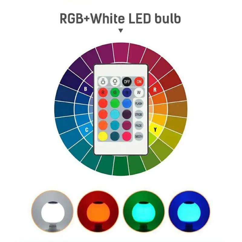 Смарт-E27 rgb-колонка с bluetooth светодиодный лампочка с регулируемым уровнем света с пультом дистанционного управления Управление 270 градусов