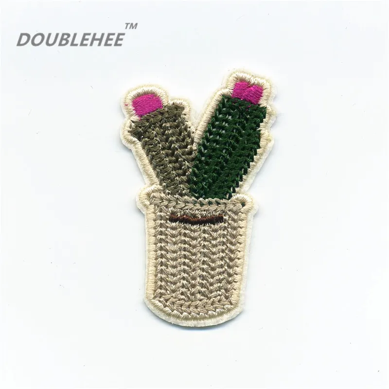 

DOUBLEHEE 3.8cm*6.4cm Embroidered Iron On Patches Beauty Cactus Basai Embroidery DIY Garments Shoes Bags Accessories 2017 New