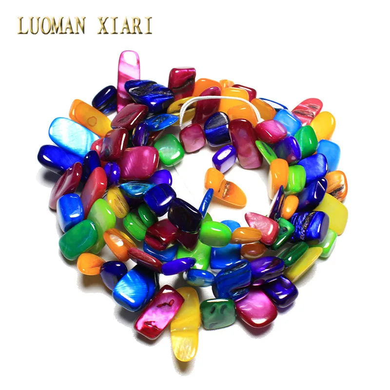 

Wholesale 9-16mm Irregular Dyed Deep Colors Natural Shell Side Hole Beads For Jewelry Making Strand 34 '' DIY Necklace Bracelet