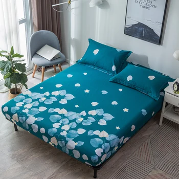 

Green Leaves Flowers Printed Fitted Sheet 100% Cotton Fabric Bed Sheet with Elastic Mattress Cover 120*200cm,150*200cm,180*200cm