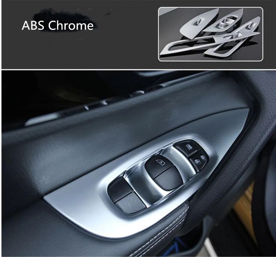 

ABS Chrome Interior Door Armrest Window Switch Cover Trim FOR Nissan Qashqai J11 Rogue Sport Accessories 4pcs