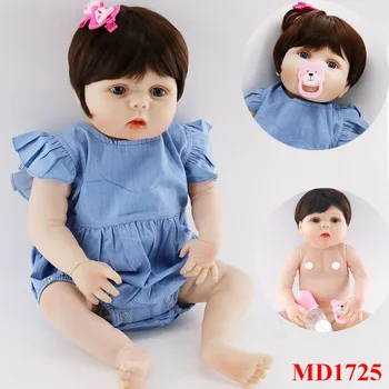 

NPK dolls Reborn 57cm Full silicone Vinyl reborn babies For Girls Hair Wig Realistic Alive Soft Baby Doll bonecas Bebes reborn