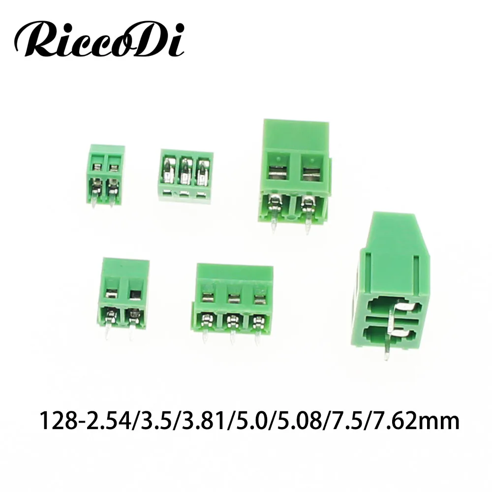 5 шт. PCB Винтовые клеммы Коническое 2,54/3,5/3,81/5,0/5,08/7,5/7,62 мм шаг 2 P/3 P прямой угол клеммной колодки