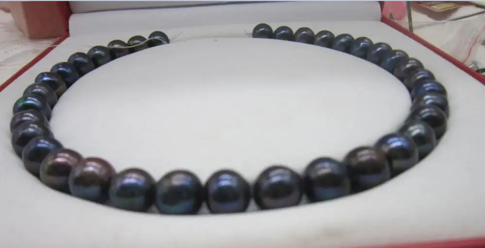 

stunning 11-13mm gorgeous tahitian blackpearl necklace18 inch925 silver