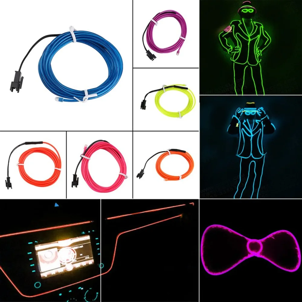 

Colorful Flexible EL Wire Tube Rope Neon Light Glow Controller Car Party Decor