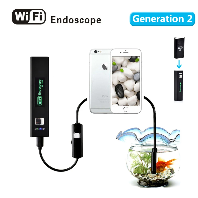 

Wistino 8mm Wifi Endoscope Camera Soft Cable 1200P Mini Smartphone Endoscopio Waterproof Android Iphone IP68 CCTV Surveillance