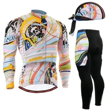 2017 winter Cycling MTB long Sleeves Jersey Bike Bicycle Sets Shirts Gel Padded Cycling Short Wear Uniforms clothes size s-3xl
