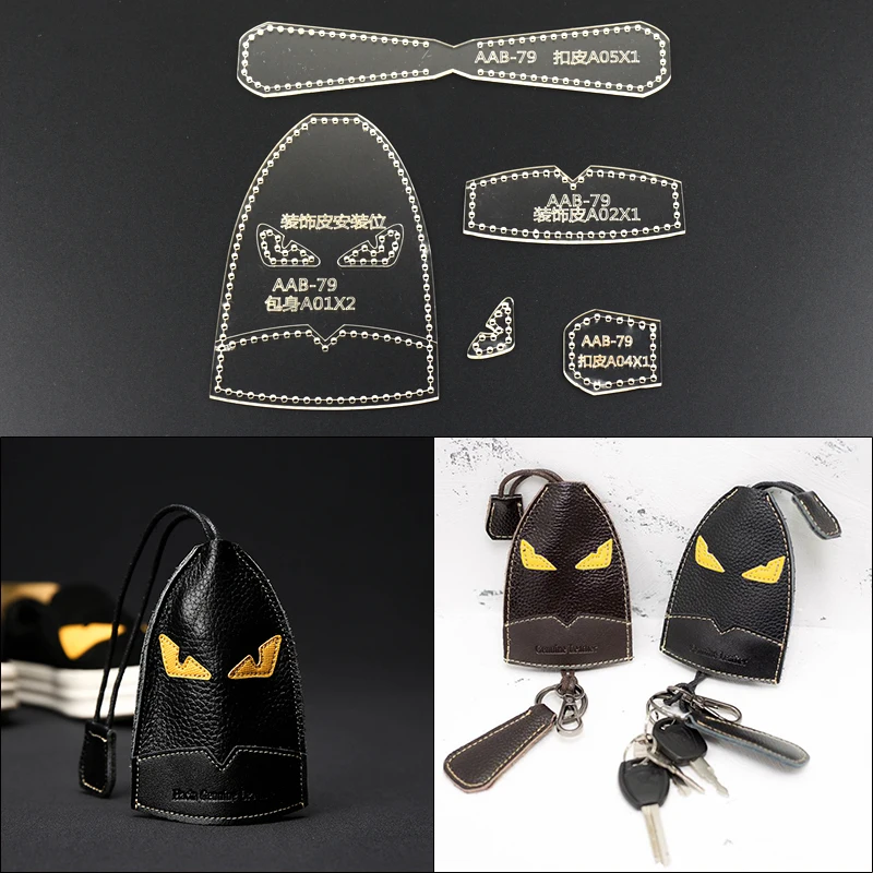 

1set sewing pattern Acrylic template DIY leather sewing pattern keychain keyring template leather craft making