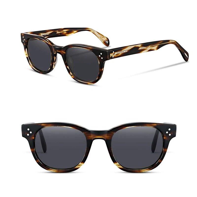 Высококачественные брендовые дизайнерские поляризационные солнцезащитные очки для мужчин путешествия ретро квадратный ацетат заклепки солнцезащитные очки для вождения OV5236