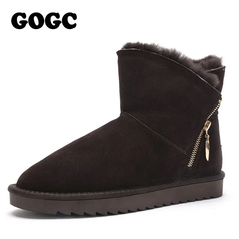

GOGC 100% Wool Genuine Leather Winter Boots Women Warm Winter Boots with Fur for Ladies Design Ankle Boots for Women G9838