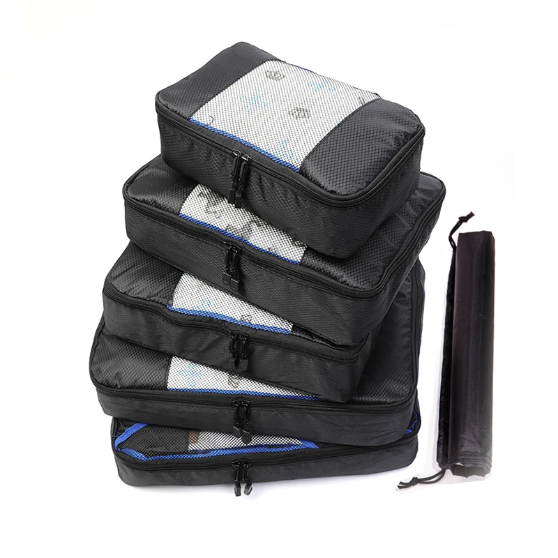 

QIUYIN Travel Bags Packing Cubes Organizer Wholesale 5 pcs/set Fashion Double Zipper Waterproof Polyester Men and Women Luggage
