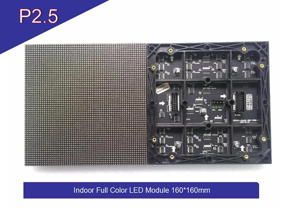 

P2.5 indoor 160*160mm 64*64 pixels led panel display module SMD2121 RGB full color video board led screen