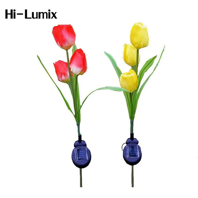 

Kitop 2pcs/lot Waterproof Solar powered Lawn Lights Tulip flower Red/Yellow/White Outdoor Landscape Decoration for Pathway,Yard