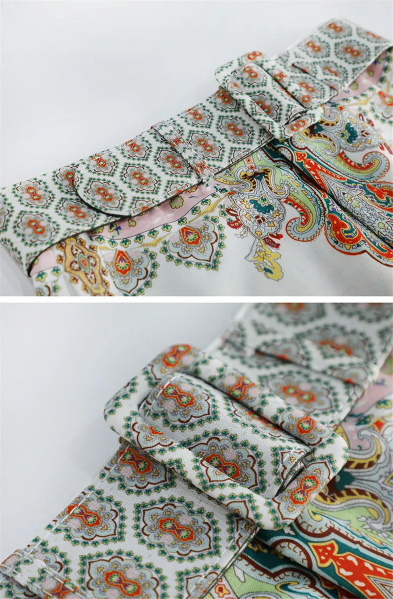 Runway Summer 2019 Designer Two Piece Set Women Bohemian Beach Single Breasted Print Tops Slim Waist Short Blouses + Shorts Suit (11)