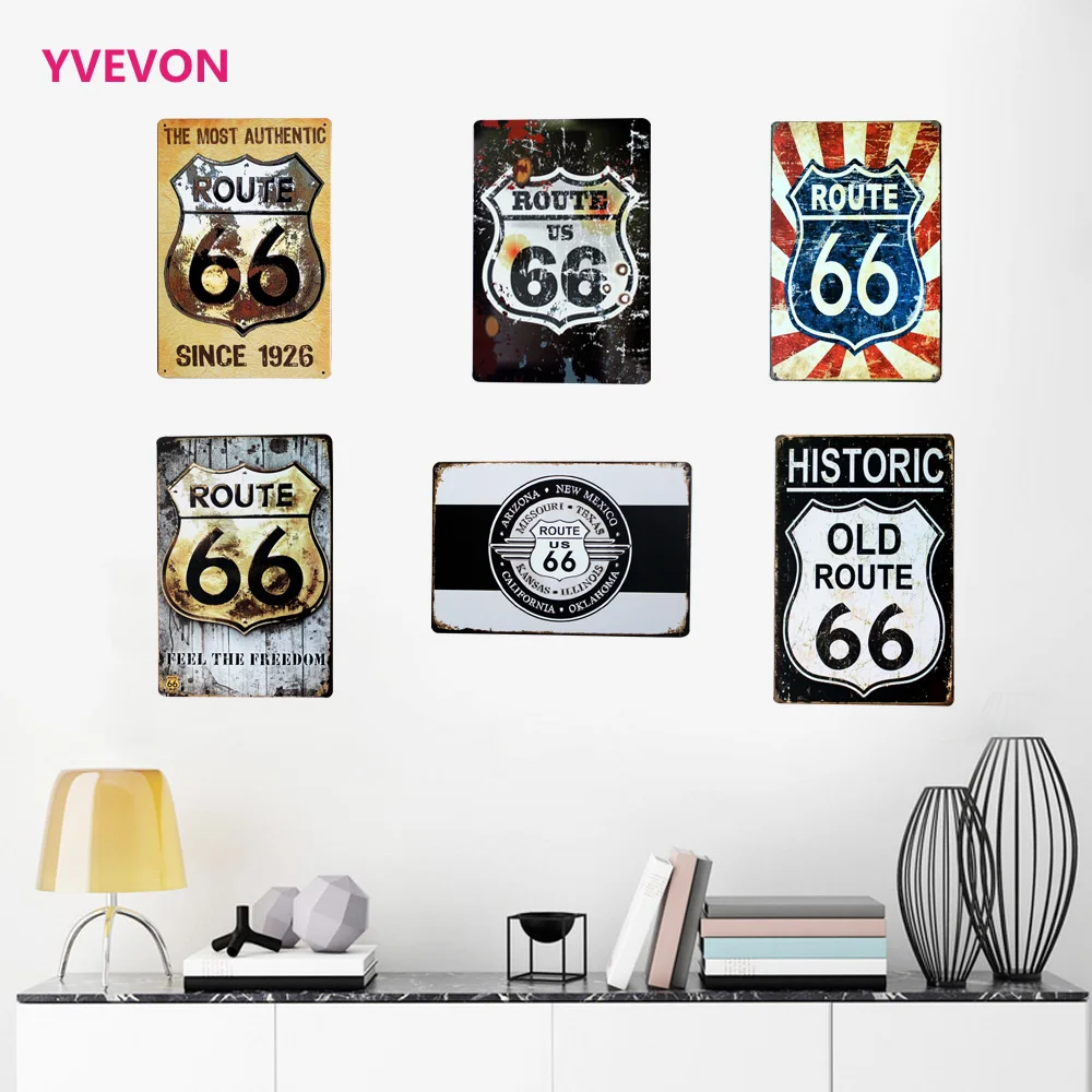ROUTE 66 Retro Sign Metal Vintage Road Plate Car Decor Plate Automobile wall poster for shop boutique display 20x30cm