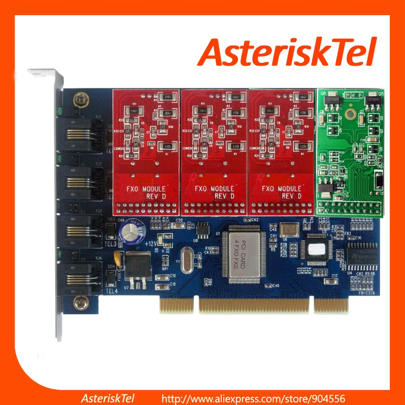 1FXS Asterisk card PCI-e card for elastix trixbox freepbx voip pbx AEX410 3FXO 