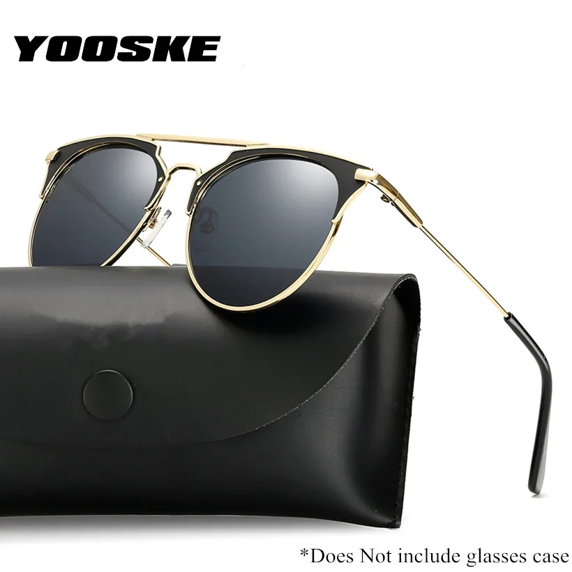 YOOSKE кошачий глаз солнцезащитные очки Женские винтажные металлические светоотражающие очки для дам зеркальные ретро очки