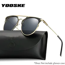 YOOSKE кошачий глаз солнцезащитные очки Женские винтажные металлические светоотражающие очки для дам зеркальные ретро очки