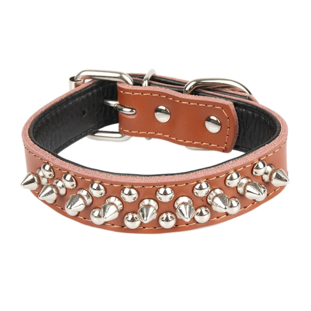 Cats Collars Dogs Genuine leather Spiked Rivet Product For Cat Collar Necklace Supplies Pet