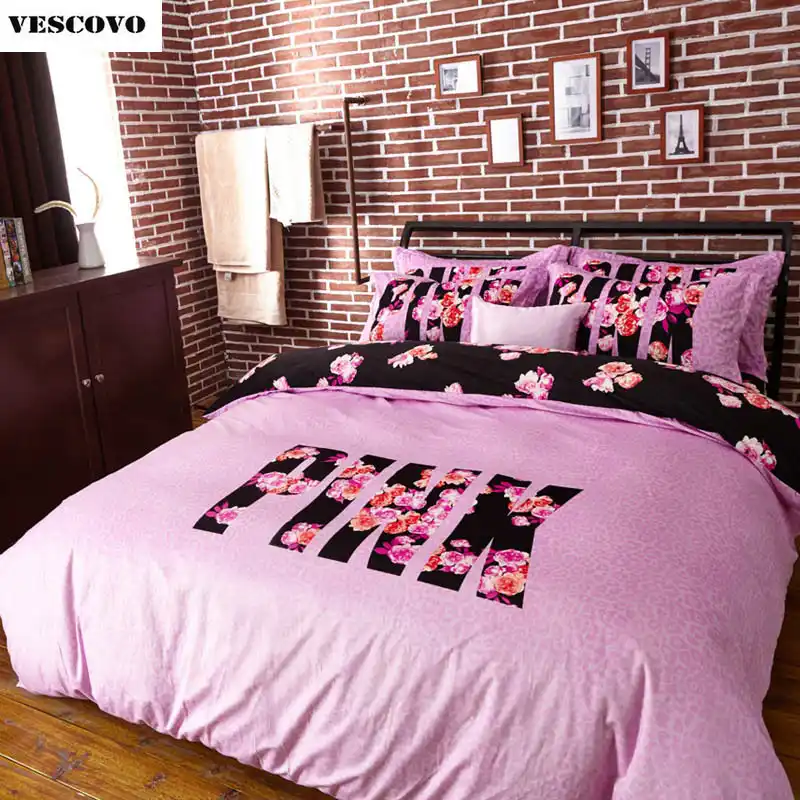 Vs Pink Bedding Set 4 Pieces Duvet Cover Set Pillowcase Home