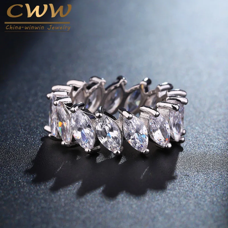 CWWZircons потрясающие большие обручальные кольца из кубического циркония в форме
