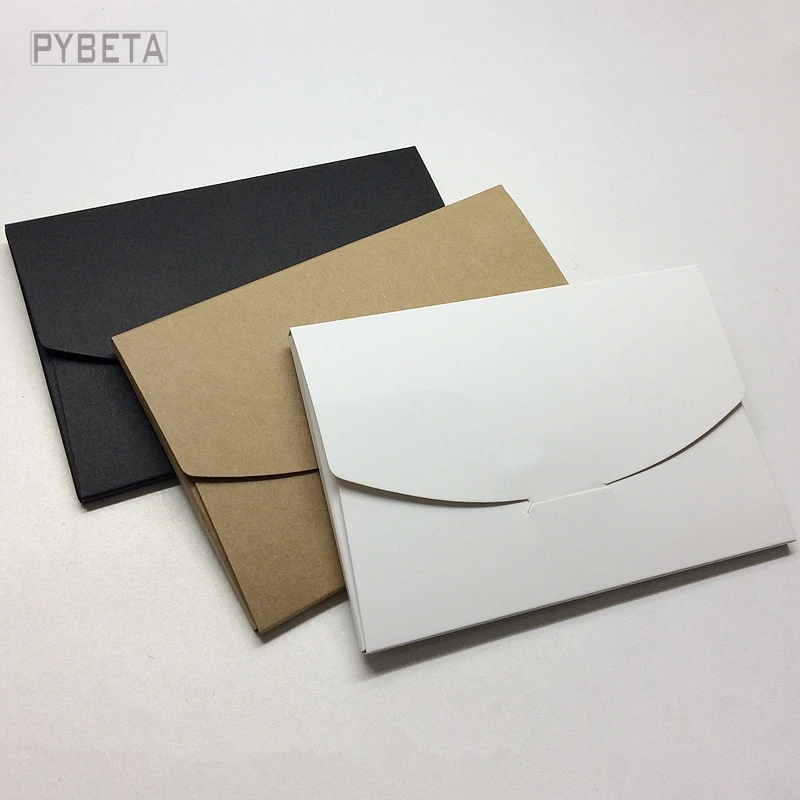 50pcs/lot-16*10.5*0.5cm (6.2"*4.1"*0.2") Blank Black White Kraft Paper Envelope Postcards Greeting Card Cover Photo Packaging