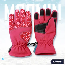 Moomin/ Новое поступление, зимние водонепроницаемые перчатки из полиэстера, теплые перчатки для мальчиков, уличные зимние перчатки, зимние перчатки с пятью пальцами, варежки