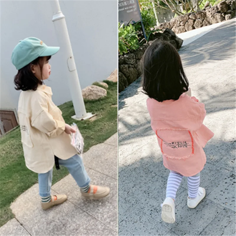 

Girls Jacket Letter At Back 2019 Autumn New Children Long Sleeve Cotton Clothing Toddler Boys Fashion Casual Blouse Coats