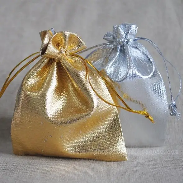50pcs lot 7 9cm 9 12cm jewelry bag gold silver red is save a lot open on christmas